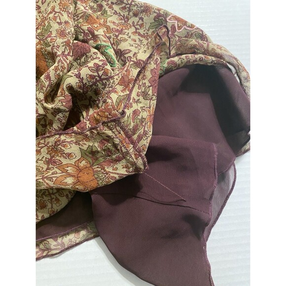 Soft Surroundings Maxi Silk Skirt Red Multi Floral Embroider Line Boho Fairy 14 - Picture 13 of 16